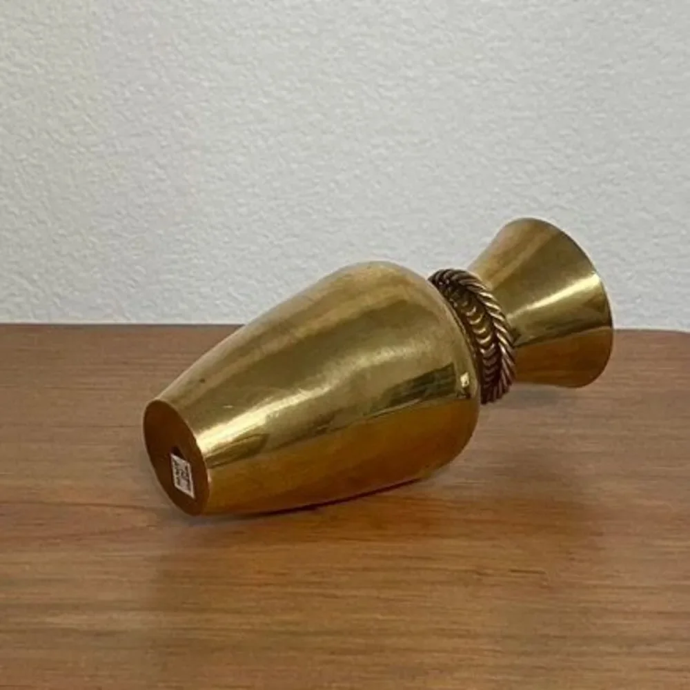 Vintage Solid Brass Bud Vase with Decorative Rope Tie Detail Gold‎ 5.5 Inch - Picture 5 of 6